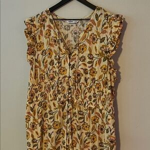 Sonoma Yellow Floral Flutter Sleeveless Maxi Dress